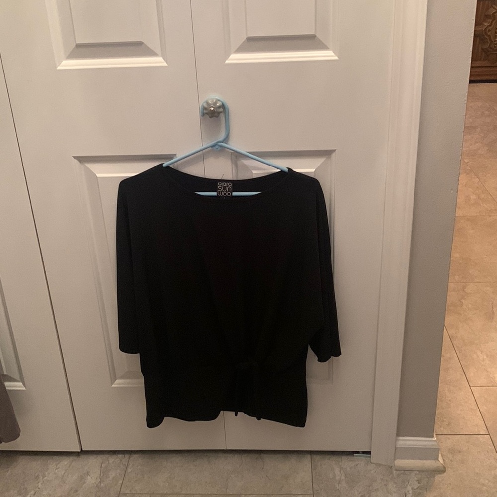 Black Clara Sun Woo 3/4 sleeve top